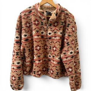 Love Tree Wubby‎ Aztec Teddy Sherpa Quarter Zip Pullover XL Plush Fleece Cozy